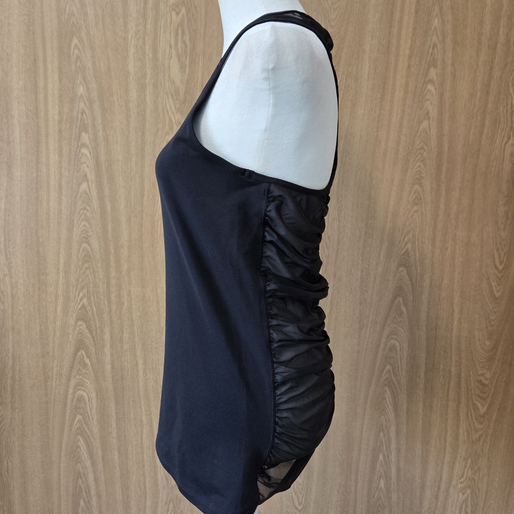 Athleta Black Mesh Rouched Back Tank - Picture 2 of 12